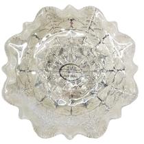 Prato decorativo Branco com detalhes em prata em vidro 22 cm