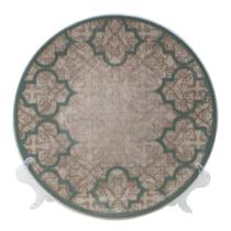 Prato Decorativo Cerâmica Linen Com Suporte Transparente Para Mesa 19cm