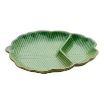 Prato Decorativo de Cerâmica Banana Leaf Verde 26,5x20x4cm - Lyor