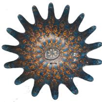 Prato decorativo de vidro Azul/Laranja 20cm - Efecam
