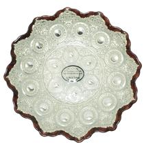 Prato decorativo de vidro Prata /Marrom 22cm - EfeCam