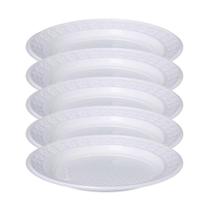 Prato Descartável Em Plástico Branco 20Cm 10Un Kit 5