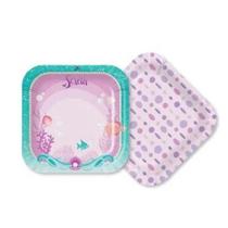 Prato Descartável Papel 18Cm Sereia 8Und Festa Aniversário