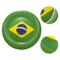 Prato Descartável para Bolo Brasil Copa do Mundo 18cm 10 Un