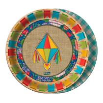 Prato Descartável Para Festa Junina Balão 18Cm Com 8Un
