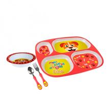 Prato Divisória + Fundo + Talher Inox Kit Alimentação