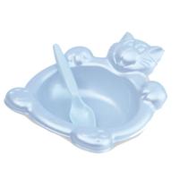Prato do Bebê com Colher - Pratinho Baby Collor Plástico Decorada 250ml- Azul