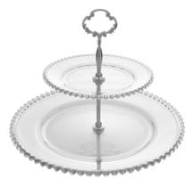 PRATO DUPLO CRISTAL DE CHUMBO P/DOCES PEARL 32x25cm