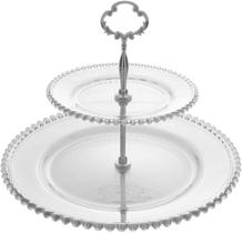 Prato duplo cristal de chumbo para doces pearl wolff 32x25cm