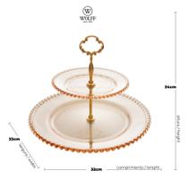 Prato duplo de cristal para doces pearl âmbar wolff Prato duplo de cristal para doces pearl âmbar wolff
