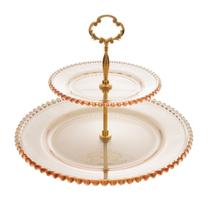 Prato Duplo De Cristal Para Doces Pearl Âmbar Wolff