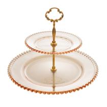 Prato Duplo De Cristal Para Doces Pearl Âmbar Wolff