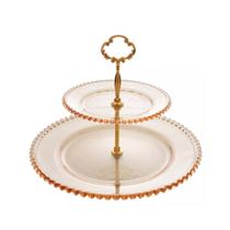 Prato Duplo De Cristal Para Doces Pearl Âmbar Wolff