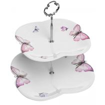 Prato Duplo De Porcelana Para Doces Branco 20 / 24 x 25Cm Borboletas Wolff Prato Duplo De Porcelana Para Doces Branco 20 / 24 x 25Cm Borboletas Wolff