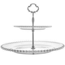 Prato Duplo Grande Para Mesa Posta Docinhos Cupcake 32cm Resistente Pearl