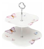 Prato Duplo P Doces Borboletas 20cm/24cm X 25cm Branco Wolff