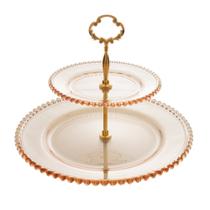 Prato Duplo P/ Doces Cristal Pearl Âmbar Wolff