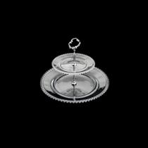 Prato Duplo para Doces de Cristal Bolinha 32 x 24cm