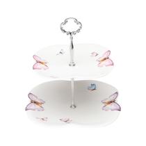 Prato Duplo Para Doces De Porcelana Borboletas Wolff