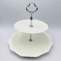 Prato Duplo para Doces de Porcelana Durable Porcelain Alto Relevo 19cm/27cm x 23cm - Wolff Prato Duplo para Doces de Porcelana Durable Porcelain Alto Relevo 19cm/27cm x 23cm - Wolff