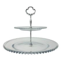 Prato Duplo Porta Doces Pearl Bolinhas Wolff Cristal 32cm