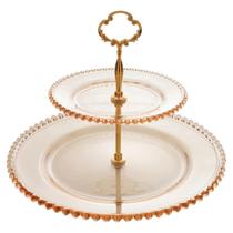 Prato Duplo Wolff Pearl Âmbar 2 Andares Para Doces 19x24x32cm Prato Duplo Wolff Pearl Âmbar 2 Andares Para Doces 19x24x32cm