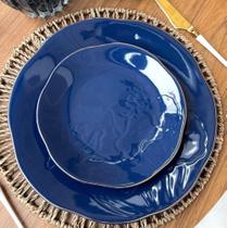 Prato em Cerâmica Shine Blue Loux 19cm