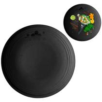 Prato em Melamina Japonesa Restaurante Oriental Preto 25cm