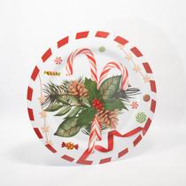 Prato Enfeite Decorativo De Natal Melamina Para Bolo 35cm