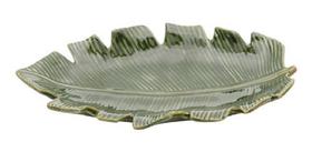 Prato Folha Decorativa De Ceramica Banana Leaf Verde 21,5x12cm - LYOR