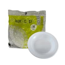Prato Fundo 21cm Branco para Refeição Kerocopo com 250 unidades