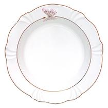 Prato Fundo 24Cm Encantada Porcelana Borda Ouro Luxo Prato Fundo 24Cm Encantada Porcelana Borda Ouro Luxo