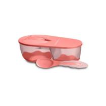 Prato Fundo Com Divisória E Colher Funny Meal Rosa Multikids Baby - BB054 Prato Fundo Com Divisória E Colher Funny Meal Rosa Multikids Baby - BB054