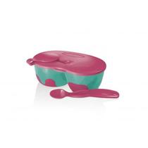 Prato Fundo com Divisória E Colher Funny Meal Rosa Prato Fundo com Divisória E Colher Funny Meal Rosa