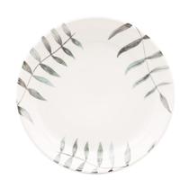 Prato Fundo De Cerâmica 20,5Cm Flat Samambaia Branco Oxford