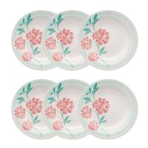 Prato Fundo de Cerâmica 22 cm Estampa Donna Bloom 6 Unidades - Biona 102490