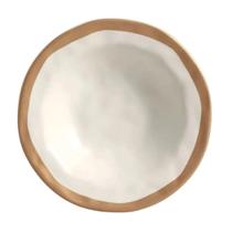 Prato Fundo De Cerâmica Amassada Bege Com Filete Gold Dourado Scalla 22cm Prato Fundo De Cerâmica Amassada Bege Com Filete Gold Dourado Scalla 22cm
