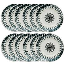 Prato Fundo de Cerâmica Estampa Donna Folk 22cm 12 Unidades - Biona 061406 Prato Fundo de Cerâmica Estampa Donna Folk 22cm 12 Unidades - Biona 061406