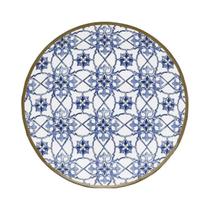 Prato Fundo De Porcelana 24cm Estampado Estampa Lusitana Em Azul Com Borda Dourada Para Servir Mesa Refeições Prato Fundo De Porcelana 24cm Estampado Estampa Lusitana Em Azul Com Borda Dourada Para Servir Mesa Refeições