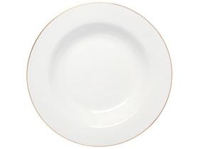Prato Fundo de Porcelana Branco e Dourado Redondo 22cm Hauskraft Royal
