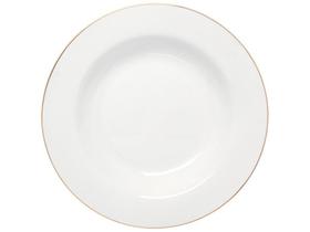 Prato Fundo De Porcelana Royal Branco Com Borda Dourada 22cm Prato Fundo De Porcelana Royal Branco Com Borda Dourada 22cm