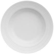 Prato Fundo Redondo 23,5cm Porcelana Relevo Chevron Germer Branco Mesa Posta