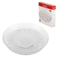 Prato Fundo Sobremesa Com Borda Para Bolo Pudim Vidro 19cm