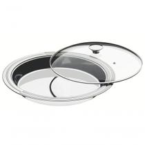 Prato Fundo Tramontina Ciclo 39cm Em Aço Inox Com Tampa De Vidro Prato Fundo Tramontina Ciclo 39cm Em Aço Inox Com Tampa De Vidro