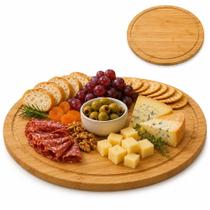 Prato giratorio bambu petisqueira centro de mesa 30cm bandeja mesa posta suporte redondo ecologico multiuso
