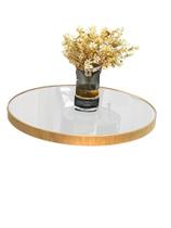 Prato Giratório Com Borda De Madeira E Tampo Em Vidro 60cm