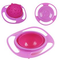 Prato Giro Bowl Tigela Magica Com Tampa 360 Pote Baby Rosa