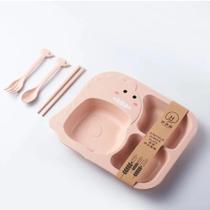 Prato Infantil Bebê Alimentação C/ 3 Divisórias Bebes Rosa