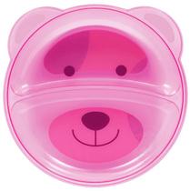 Prato Infantil Bebê Com Divisórias Urso Rosa Buba