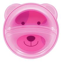 Prato Infantil Bebê Com Divisórias Urso Rosa Buba